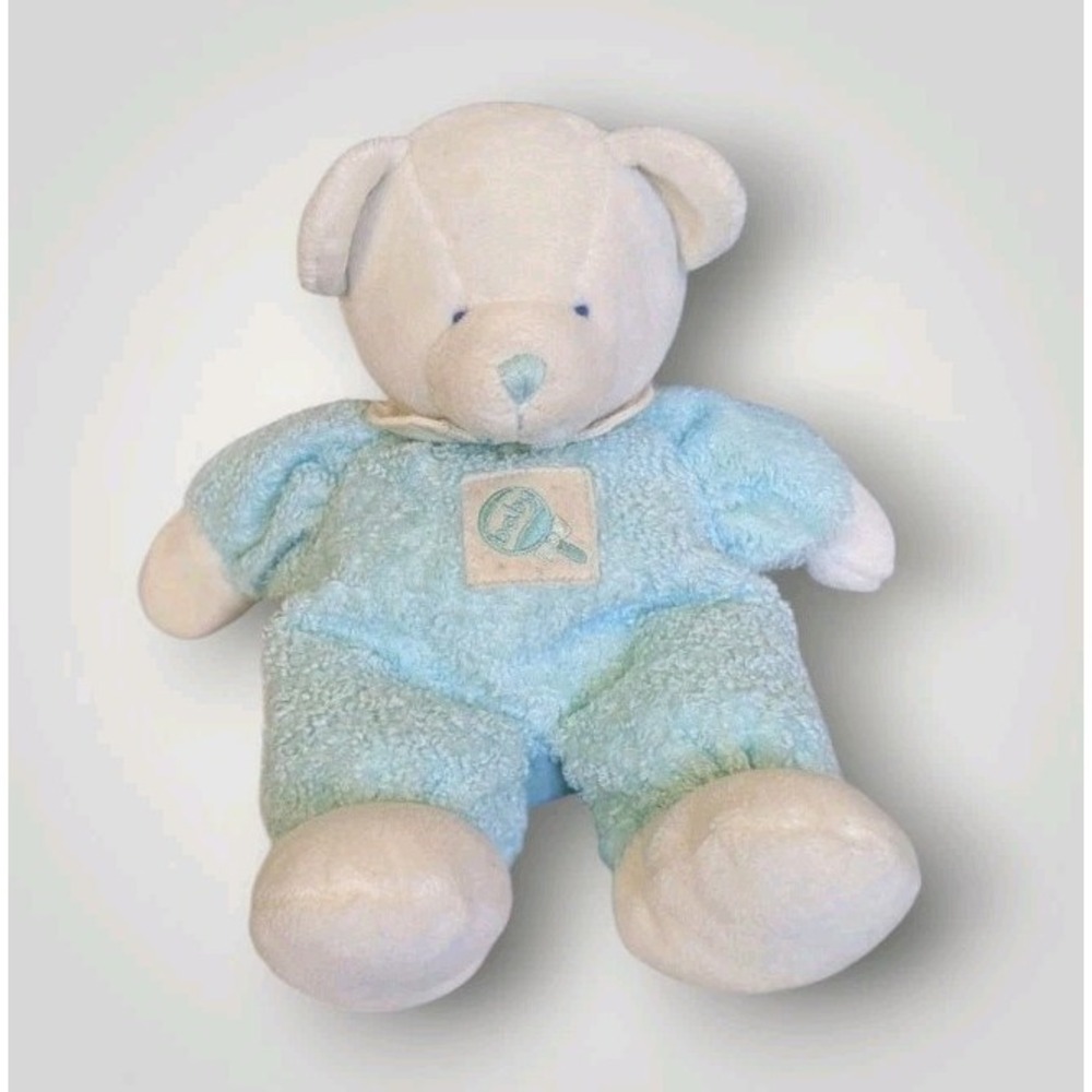 Russ Berrie DROWSY Bear Plush Terry Cloth Baby Teal Rattle Teddy Toy Sad Vtg 11"